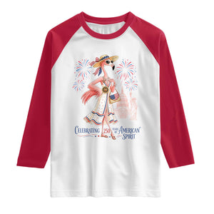 Celebrating 250 Years of American Spirit Flamingo Raglan Shirt Cute Patriotic Tropical Bird Summer Landmarks Fireworks TS02 White Red Print Your Wear
