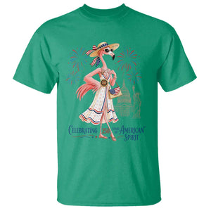 Celebrating 250 Years of American Spirit Flamingo T Shirt Cute Patriotic Tropical Bird Summer Landmarks Fireworks TS02 Irish Green Print Your Wear