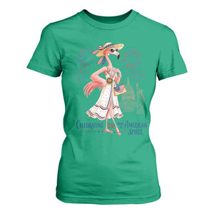 Celebrating 250 Years of American Spirit Flamingo T Shirt For Women Cute Patriotic Tropical Bird Summer Landmarks Fireworks TS02 Irish Green Print Your Wear