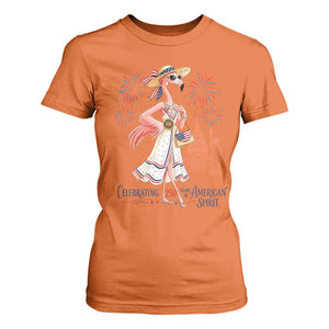 Celebrating 250 Years of American Spirit Flamingo T Shirt For Women Cute Patriotic Tropical Bird Summer Landmarks Fireworks TS02 Orange Print Your Wear