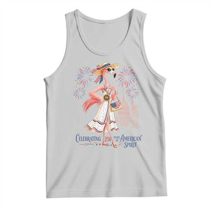 Celebrating 250 Years of American Spirit Flamingo Tank Top Cute Patriotic Tropical Bird Summer Landmarks Fireworks TS02 Ash Print Your Wear