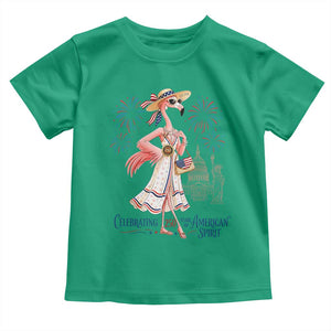Celebrating 250 Years of American Spirit Flamingo Toddler T Shirt Cute Patriotic Tropical Bird Summer Landmarks Fireworks TS02 Irish Green Print Your Wear