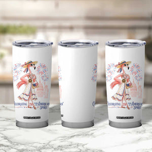 Celebrating 250 Years of American Spirit Flamingo Tumbler Cup Cute Patriotic Tropical Bird Summer Landmarks Fireworks TS02 Print Your Wear
