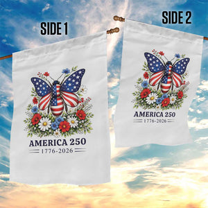 America 250 Patriotic Butterfly Floral Graphic Garden Flag American Flag Wings Watercolor Wildflowers 1776 to 2026 Semiquincentennial TS02 Print Your Wear