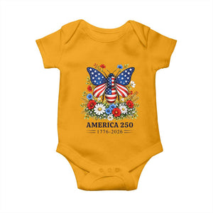 America 250 Patriotic Butterfly Floral Graphic Baby Onesie American Flag Wings Watercolor Wildflowers 1776 to 2026 Semiquincentennial TS02 Gold Print Your Wear