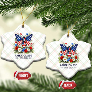 America 250 Patriotic Butterfly Floral Graphic Ceramic Ornament American Flag Wings Watercolor Wildflowers 1776 to 2026 Semiquincentennial TS02 Print Your Wear