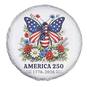 America 250 Patriotic Butterfly Floral Graphic Spare Tire Cover American Flag Wings Watercolor Wildflowers 1776 to 2026 Semiquincentennial TS02 Print Your Wear