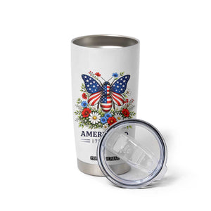 America 250 Patriotic Butterfly Floral Graphic Tumbler Cup American Flag Wings Watercolor Wildflowers 1776 to 2026 Semiquincentennial TS02 Print Your Wear