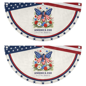 America 250 Butterfly Floral Graphic Patriotic Fan Flag American Flag Wings Watercolor Wildflowers 1776 to 2026 Semiquincentennial