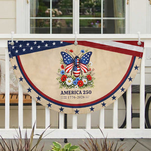 America 250 Butterfly Floral Graphic Patriotic Fan Flag American Flag Wings Watercolor Wildflowers 1776 to 2026 Semiquincentennial