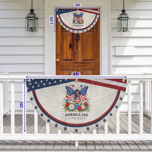 America 250 Butterfly Floral Graphic Patriotic Fan Flag American Flag Wings Watercolor Wildflowers 1776 to 2026 Semiquincentennial