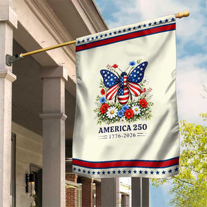 America 250 Butterfly Floral Graphic Patriotic Garden Flag American Flag Wings Watercolor Wildflowers 1776 to 2026 Semiquincentennial