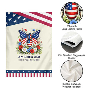 America 250 Butterfly Floral Graphic Patriotic Garden Flag American Flag Wings Watercolor Wildflowers 1776 to 2026 Semiquincentennial