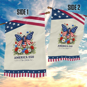 America 250 Butterfly Floral Graphic Patriotic Garden Flag American Flag Wings Watercolor Wildflowers 1776 to 2026 Semiquincentennial