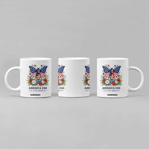 America 250 Patriotic Butterfly Floral Graphic Coffee Mug American Flag Wings Watercolor Wildflowers 1776 to 2026 Semiquincentennial TS02 Print Your Wear