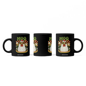 Retro Moo Chicken Wearing Sunglasses Graphic Coffee Mug Funny Groovy Farm Animal Pun Vintage Sunburst TS02 Print Your Wear
