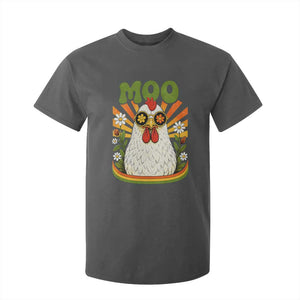 Retro Moo Chicken Wearing Sunglasses Graphic T Shirt For Kid Funny Groovy Farm Animal Pun Vintage Sunburst TS02 Dark Heather Print Your Wear
