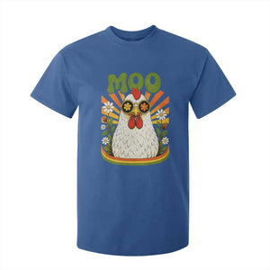 Retro Moo Chicken Wearing Sunglasses Graphic T Shirt For Kid Funny Groovy Farm Animal Pun Vintage Sunburst TS02 Royal Blue Print Your Wear