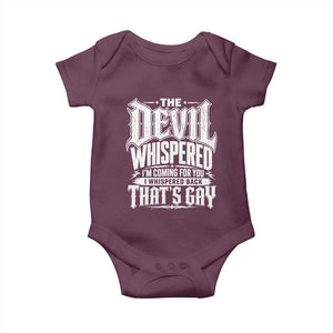 The Devil Whispered I Whispered Back That's Gay Baby Onesie Funny Sarcastic Gothic Meme Parody