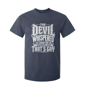 The Devil Whispered I Whispered Back That's Gay T Shirt For Kid Funny Sarcastic Gothic Meme Parody