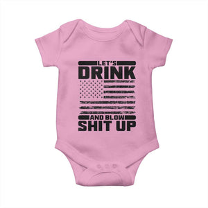 Patriotic 4th of July Fireworks Funny Drinking Party Baby Onesie Let's Drink And Blow Shit Up Gag Gift