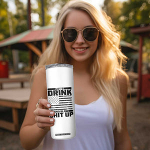 Patriotic 4th of July Fireworks Funny Drinking Party Skinny Tumbler Let's Drink And Blow Shit Up Gag Gift