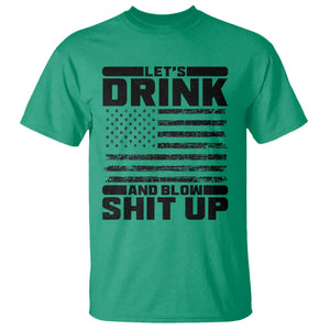 Patriotic 4th of July Fireworks Funny Drinking Party T Shirt Let's Drink And Blow Shit Up Gag Gift