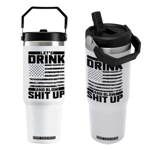 Patriotic 4th of July Fireworks Funny Drinking Party Flip Straw Tumbler Let's Drink And Blow Shit Up Gag Gift