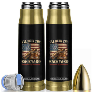 Vintage American Flag Whiskey and Cigar Graphic Bullet Tumbler I Will Be In The Backyard Patriotic Bourbon Lover Fathers Day Gift for Men