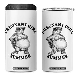 Funny Pregnant Girl Summer Turtle 4 in 1 Can Cooler Tumbler Cute Stipple Maternity Bikini Sea Turtle Beach