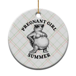 Funny Pregnant Girl Summer Turtle Ceramic Ornament Cute Stipple Maternity Bikini Sea Turtle Beach