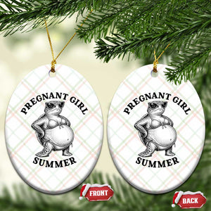 Funny Pregnant Girl Summer Turtle Ceramic Ornament Cute Stipple Maternity Bikini Sea Turtle Beach