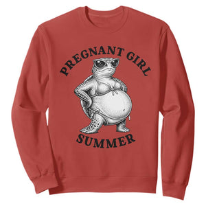 Funny Pregnant Girl Summer Turtle Sweatshirt Cute Stipple Maternity Bikini Sea Turtle Beach
