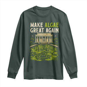 Make Algae Great Again Lincoln Memorial Reflecting Pool Graphic Long Sleeve Shirt Funny Washington DC Viral Swamp Meme