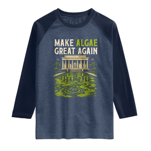 Make Algae Great Again Lincoln Memorial Reflecting Pool Graphic Raglan Shirt Funny Washington DC Viral Swamp Meme
