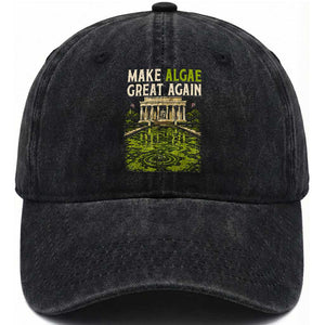 Make Algae Great Again Lincoln Memorial Reflecting Pool Graphic Washed Cotton Baseball Cap Funny Washington DC Viral Swamp Meme