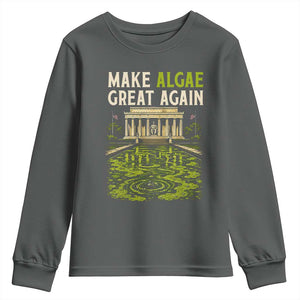 Make Algae Great Again Lincoln Memorial Reflecting Pool Graphic Youth Sweatshirt Funny Washington DC Viral Swamp Meme