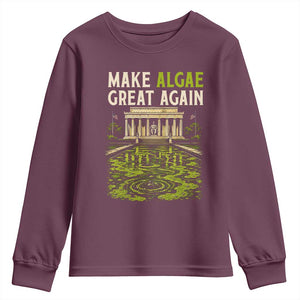 Make Algae Great Again Lincoln Memorial Reflecting Pool Graphic Youth Sweatshirt Funny Washington DC Viral Swamp Meme