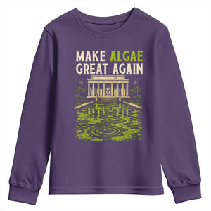 Make Algae Great Again Lincoln Memorial Reflecting Pool Graphic Youth Sweatshirt Funny Washington DC Viral Swamp Meme