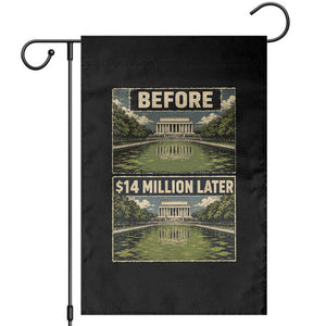 Before and 14 Million Dollars Later Lincoln Memorial Reflecting Pool Meme Garden Flag Funny Government Spending Satire