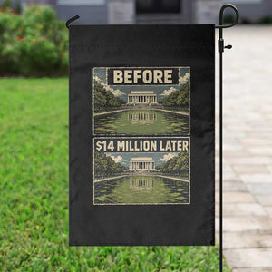 Before and 14 Million Dollars Later Lincoln Memorial Reflecting Pool Meme Garden Flag Funny Government Spending Satire