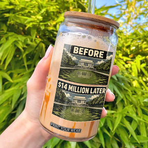 Before and 14 Million Dollars Later Lincoln Memorial Reflecting Pool Meme Glass Can Funny Government Spending Satire