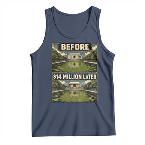 Before and 14 Million Dollars Later Lincoln Memorial Reflecting Pool Meme Tank Top Funny Government Spending Satire