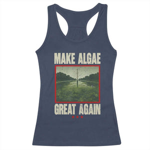 Make Algae Great Again Funny DC Slamp Slime Parody Racerback Tank Top Washington Monument Reflecting Pool Vintage Photo