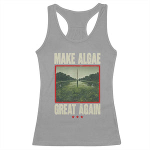 Make Algae Great Again Funny DC Slamp Slime Parody Racerback Tank Top Washington Monument Reflecting Pool Vintage Photo