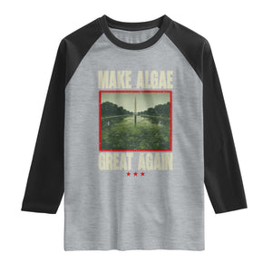 Make Algae Great Again Funny DC Slamp Slime Parody Raglan Shirt Washington Monument Reflecting Pool Vintage Photo
