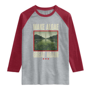Make Algae Great Again Funny DC Slamp Slime Parody Raglan Shirt Washington Monument Reflecting Pool Vintage Photo