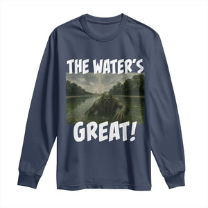 The Water is Great Swamp Monster Reflecting Pool Long Sleeve Shirt Funny Washington DC Algae Creature Meme