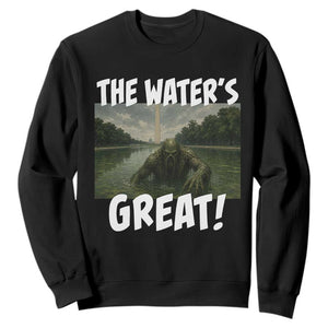 The Water is Great Swamp Monster Reflecting Pool Sweatshirt Funny Washington DC Algae Creature Meme