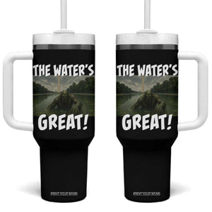 The Water is Great Swamp Monster Reflecting Pool Tumbler With Handle Funny Washington DC Algae Creature Meme